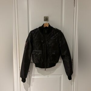 Faux Leather Bomber Jacket